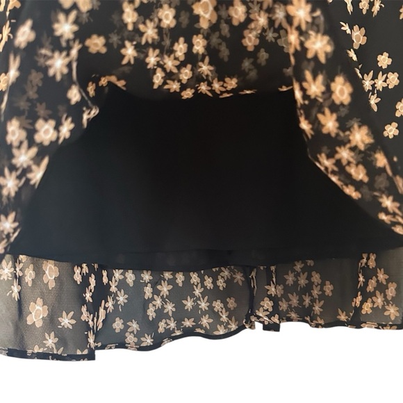 Vintage Y2K Floral Milkmaid Sheer Mesh Cap Sleeve Midi Dress Size 10 - Picture 5 of 8